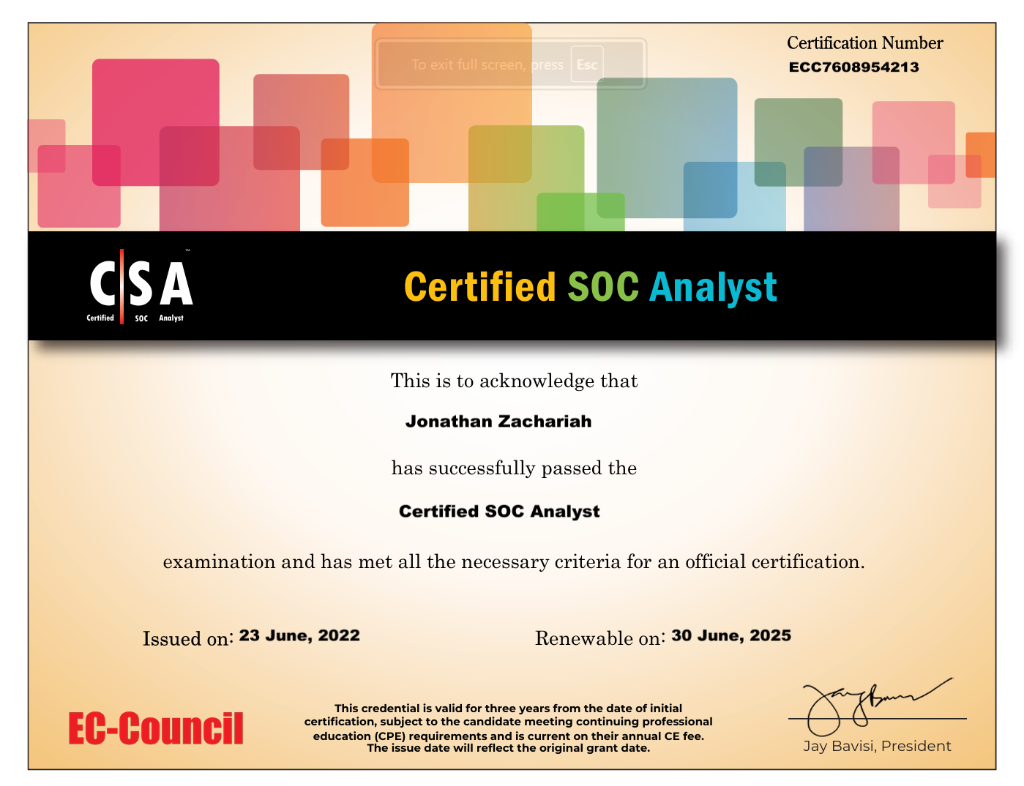 Certified SOC Analyst